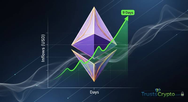 以太坊ETF九日连增资金，机构配置意愿持续升温
