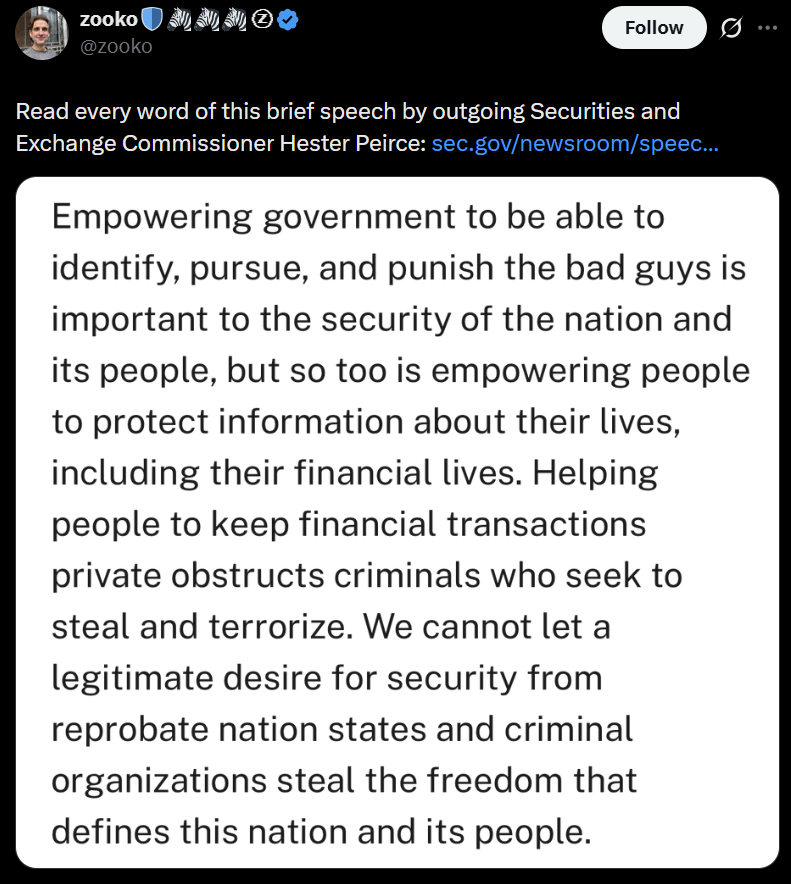 SEC委员警告：金融隐私正被监管忽视