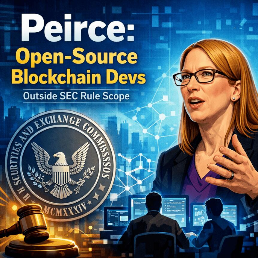 SEC专员皮尔斯：开源代码发布不自动构成证券监管对象