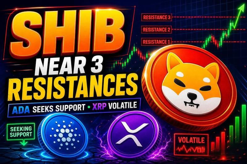 SHIB逼近三重阻力，ADA复苏存疑，XRP波动加剧风险
