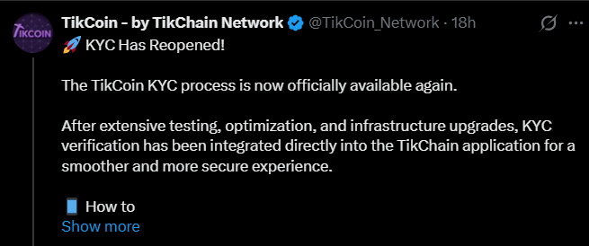 Tikcoin上市倒计时：KYC漏洞或致代币永久冻结