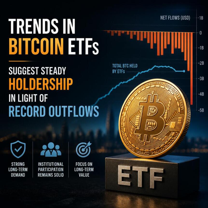 比特币ETF创纪录外流背后：持仓者稳定揭示市场盘整信号