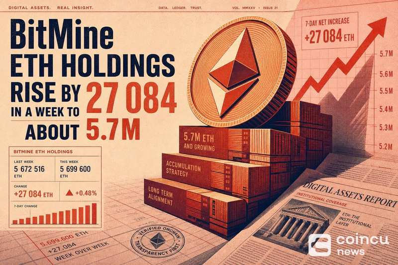 BitMine单周增持2.7万枚ETH，持仓逼近570万枚大关