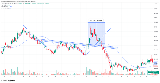 ALGO W底反转成真，21.42%涨幅引爆技术买盘