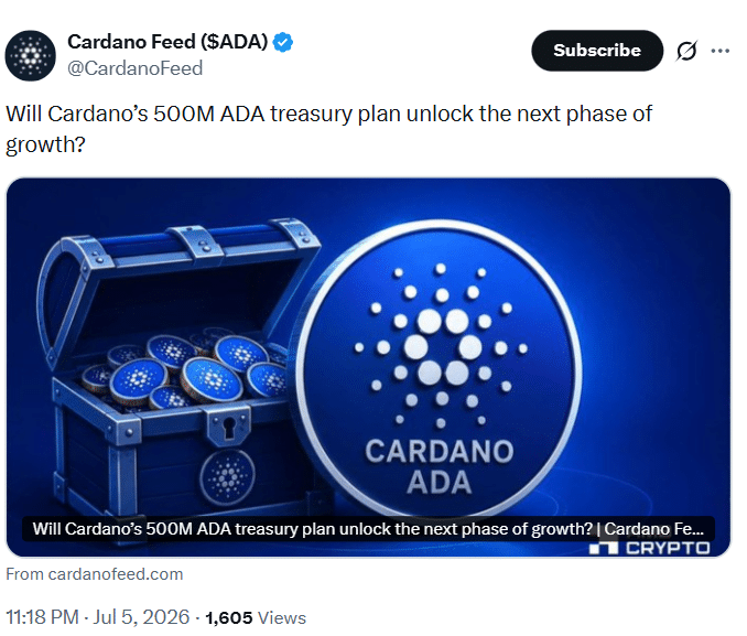 Cardano财库限额拟升至5亿ADA，治理考验来临