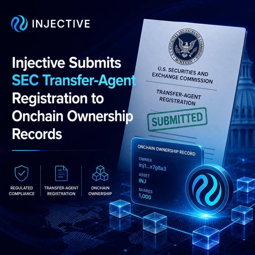 Injective申请链上过户代理：重塑证券登记合规路径