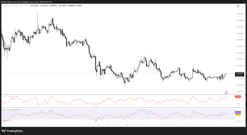 DOGE突破0.073美元：技术信号与资金流入共振