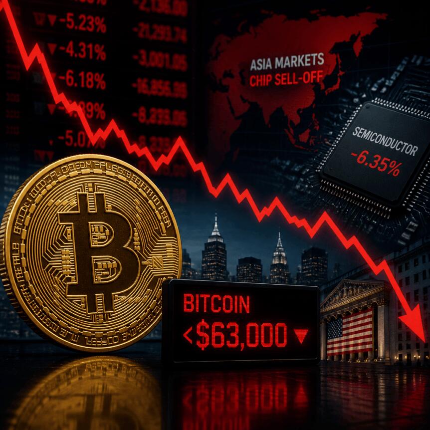 比特币失守63000美元，芯片股暴跌引发全球风险避让