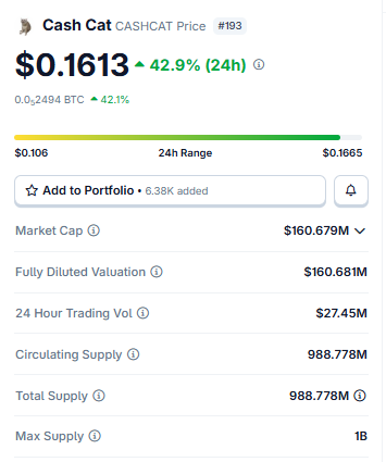 CASHCAT暴涨42.9%：关键通道突破在即？