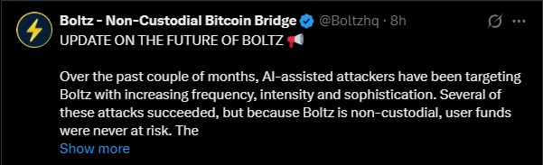 Boltz桥易主：AI攻击后团队悄然退场