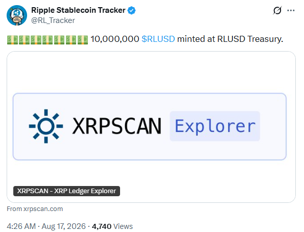 XRP账本双突破：稳定币铸造与地产代币化齐头并进