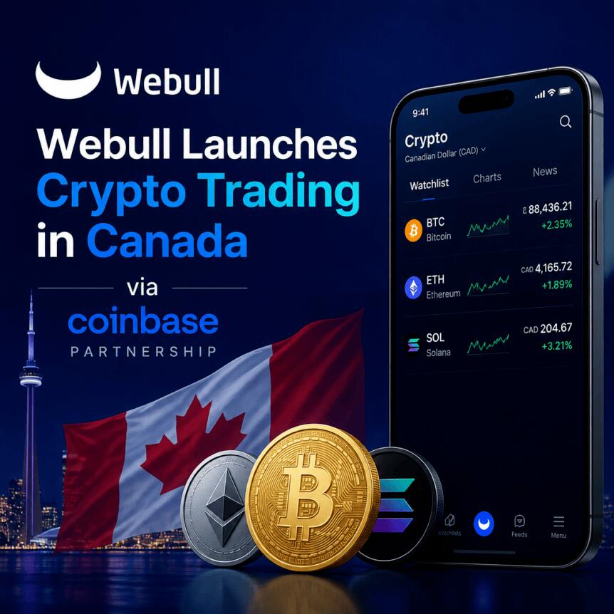 Webull入局加拿大加密市场，携手Coinbase推交易服务