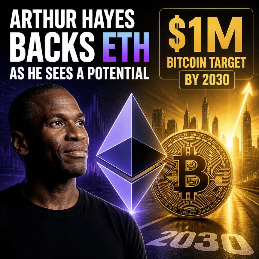 Arthur Hayes力挺ETH，预测比特币2030年或达100万美元目标