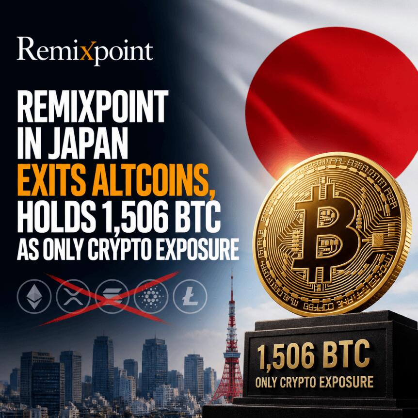 日本Remixpoint清仓山寨币，仅持1506枚BTC作为加密敞口