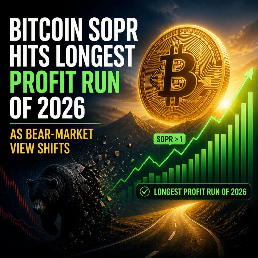 比特币SOPR创下2026年最长盈利周期，熊市观点发生转变
