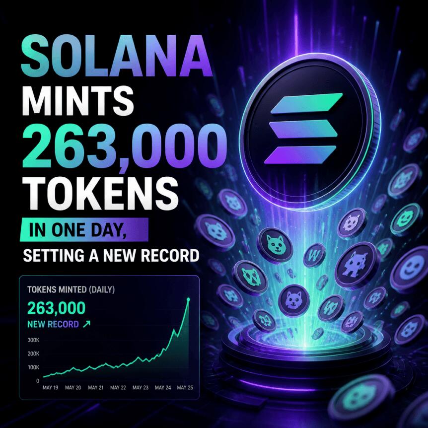 Solana一天内铸造263,000个代币，创下历史新高