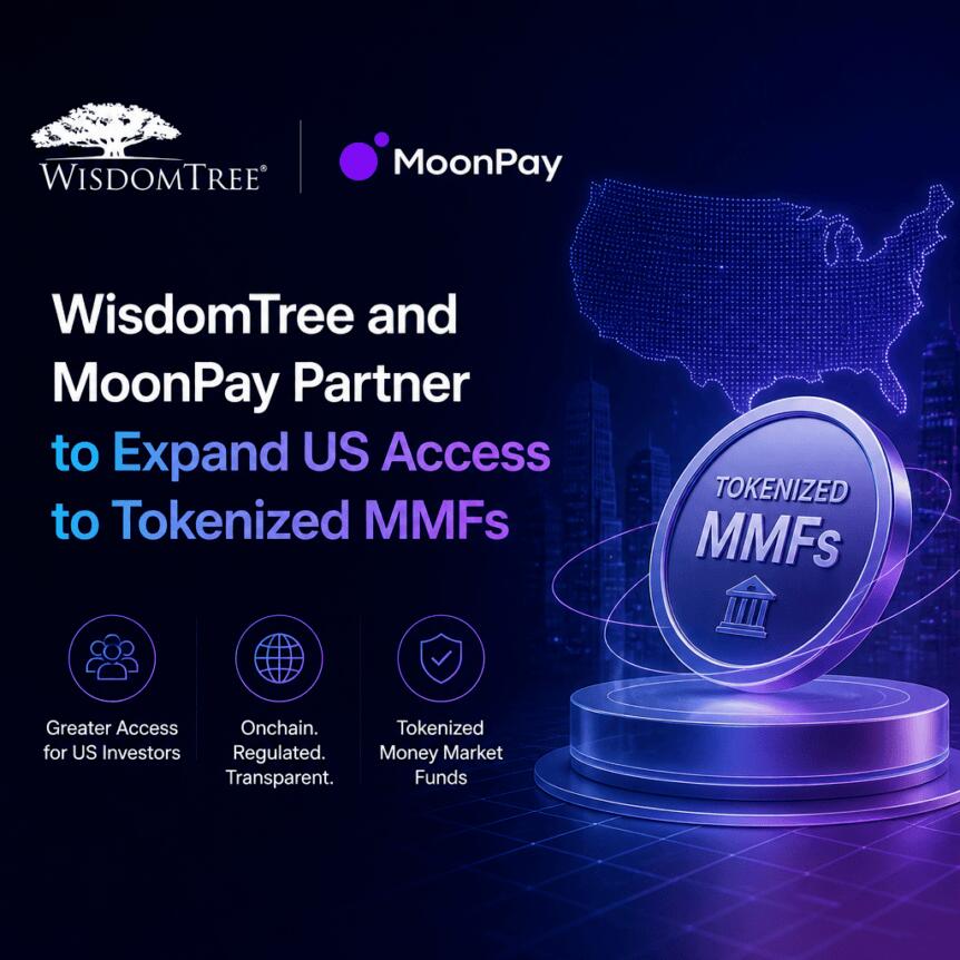 WisdomTree与MoonPay合作，扩大美国市场对代币化货币市场基金的接入