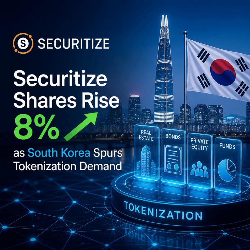 韩国推动代币化需求，Securitize Shares上涨8%