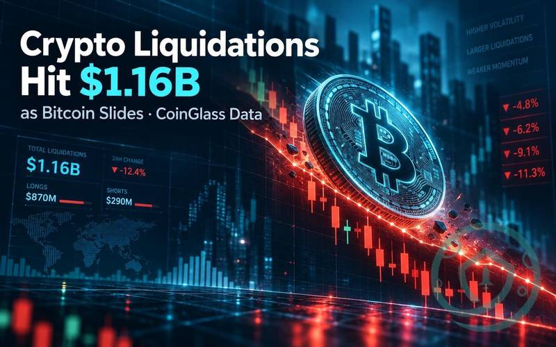 比特币下跌引发11.6亿美元加密货币清算：CoinGlass数据
