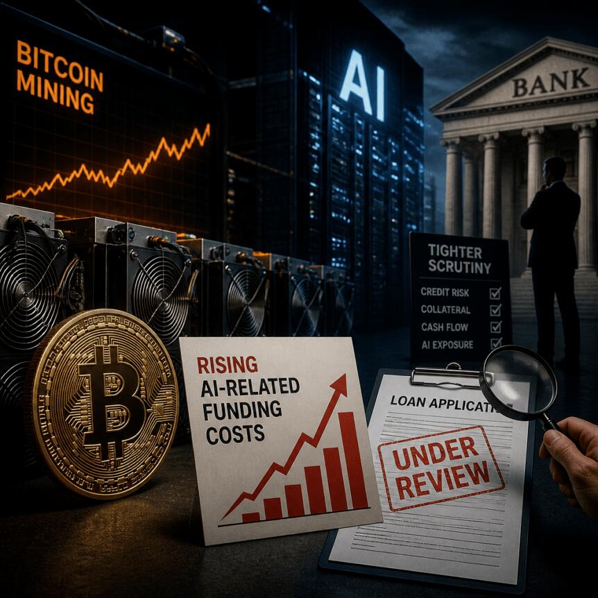 比特币矿工面临AI相关融资成本上升，贷款方收紧审查