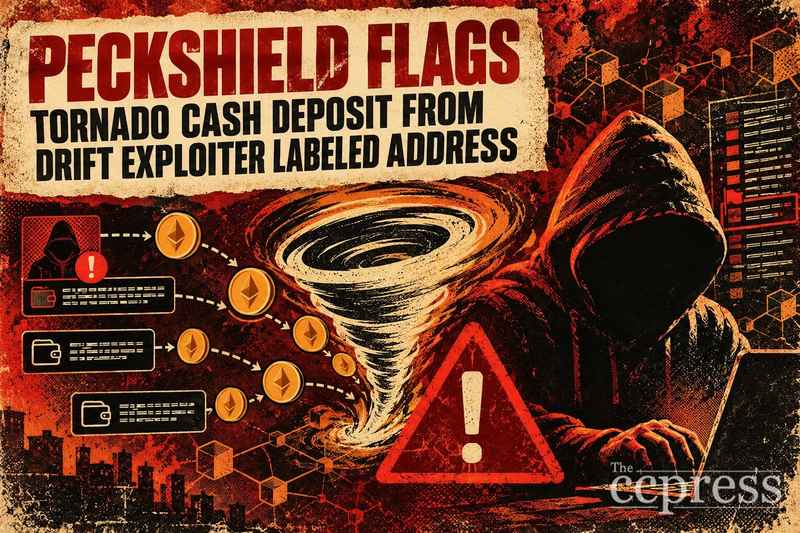 PeckShield标记来自Drift攻击者关联地址的Tornado Cash存款