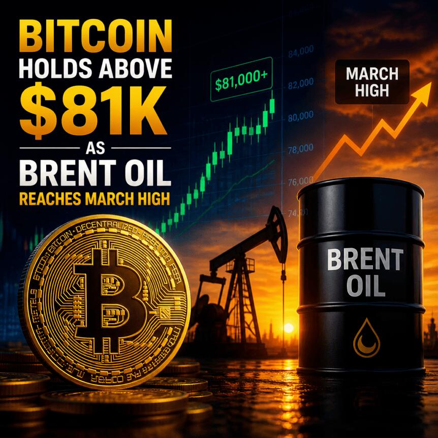 比特币站稳81,000美元上方，布伦特原油触及3月高点